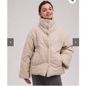 Silk Maison versatile quilted faux leather puffer jacket NWT neutral